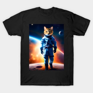 Astronaut Cat - Modern Digital Art T-Shirt